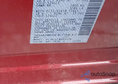 2013 Nissan Pathfinder Sl z USA, uszkodzony, nr VIN 5N1AR2MM3DC679832